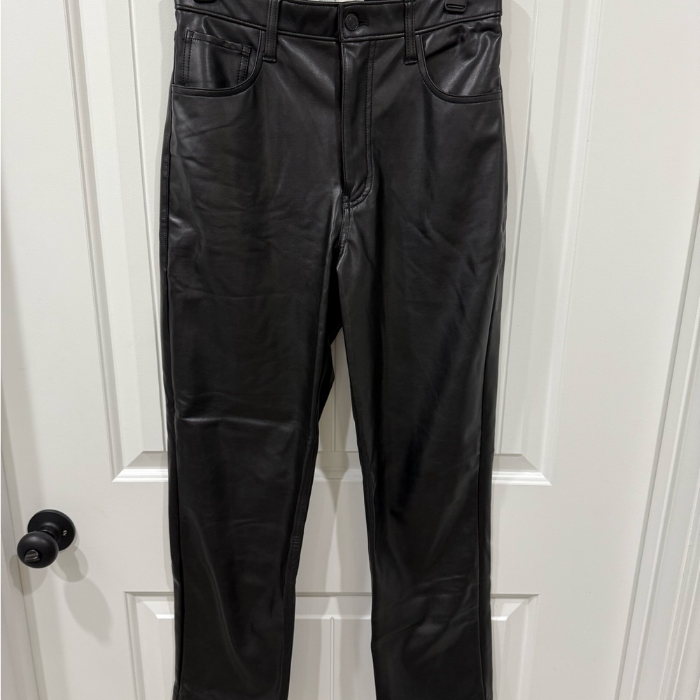 Abercrombie & Fitch Black High-Rise Pants.  Vegan  leather  NWOT. Never worn